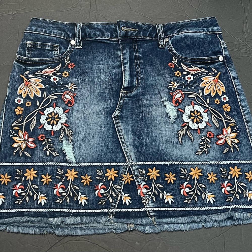 Altar’d State Denim skirt with embroidery